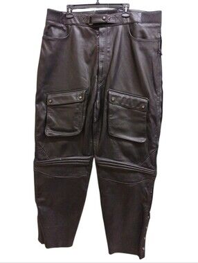 Hein Gericke Men's Tech 2 Over Pant Black Leather Biker Riding Pants Size 44
